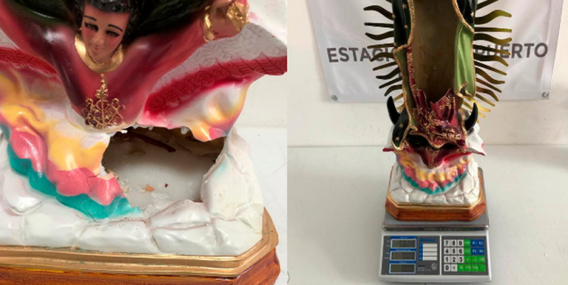 Guardia Nacional decomisa 5 kilos de cristal que estaban dentro de una estatua religiosa