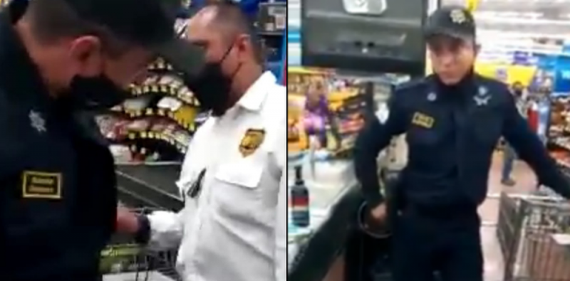 Agarran con las “manos en la masa” a policía del EDOMEX robando en un supermercado