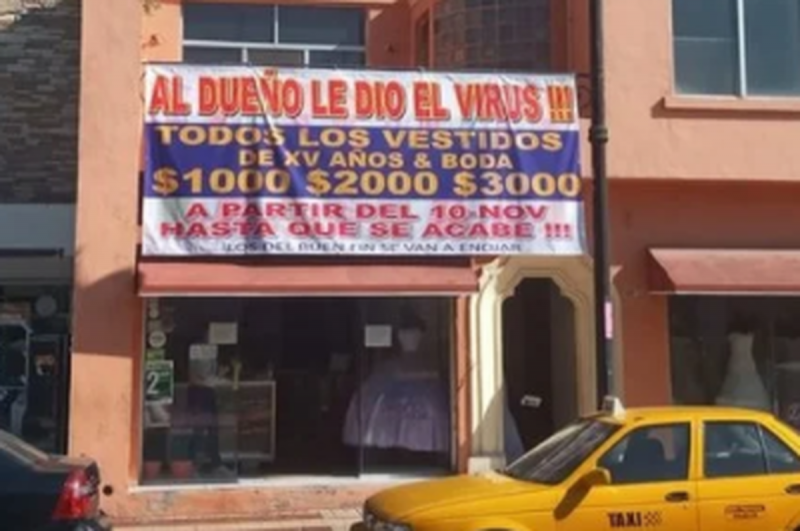 Tienda de vestidos de novia o XV años remata todo porque “al dueño le dio el virus”y