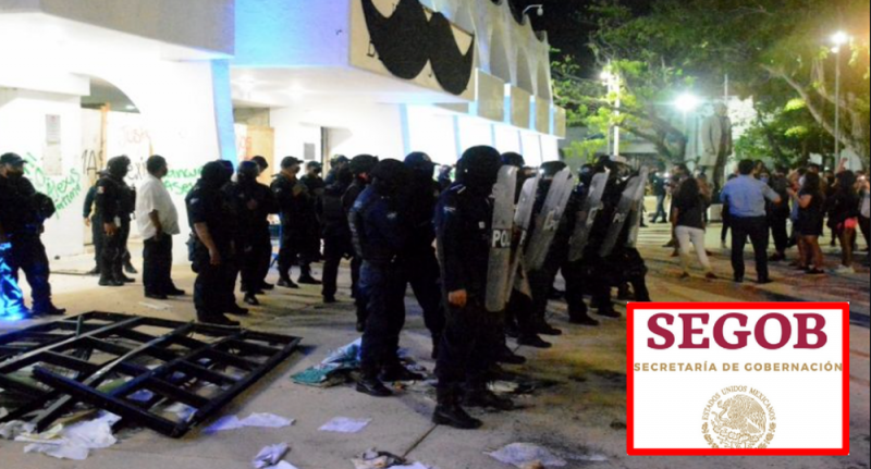 SEGOB ordena investigar REPRESIÓN a balazos contra manifestantes en Cancún