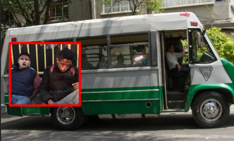 Pasajeros someten a rateros de Combi en el EDOMEX y los dejan como “Santo Cristo”