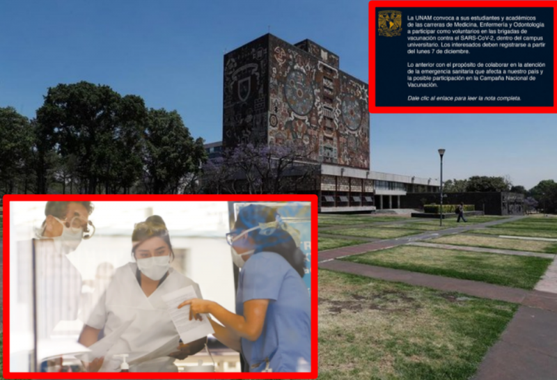 UNAM convoca a estudiantes y maestros de áreas de la salud para aplicar vacuna contra el COVID19