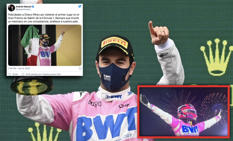 AMLO felicita a Checo Pérez por su gran triunfo en el Gran Premio de Sakhir GP 