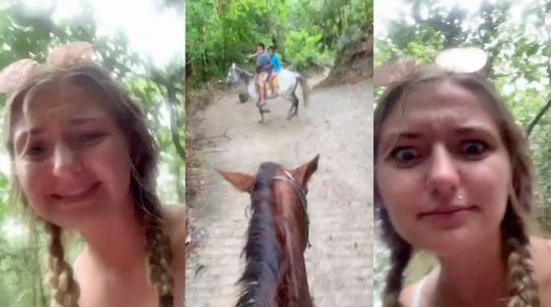“No sé hacia dónde voy”, dice turista borracha que va a caballo en México; se vuelve viral (VIDEO)y