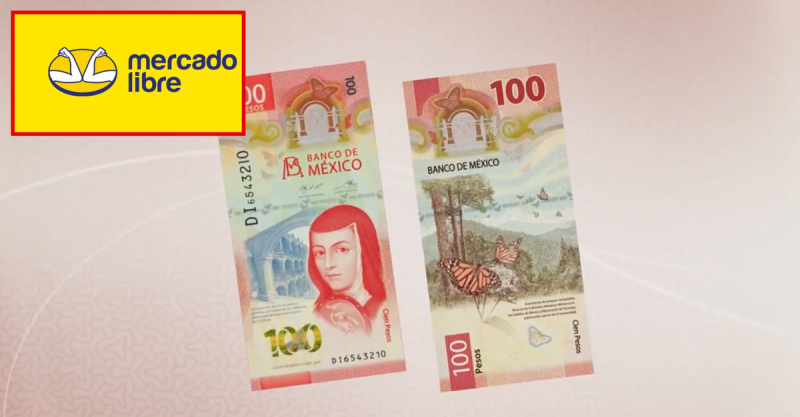 Hasta en 6 mil pesos a la venta el nuevo billete de 100 pesos; lo ofertan en Mercado Libre