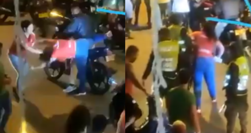 Mujer sorprende a su novio con otra y la baja de las greñas de la moto para luego golpearla (VIDEO)