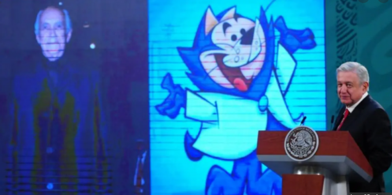 Benito de “Don Gato y su pandilla” se hacen presentes en la Mañanera de AMLO