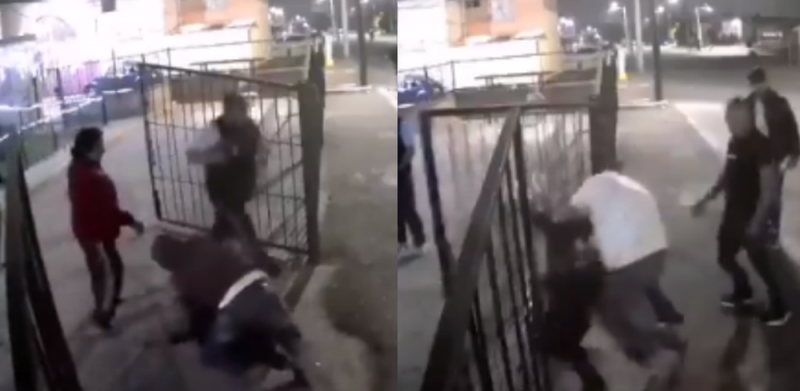 Captan momento en que familia desarma a trancazos a sujeto que iba a asaltarlos (VIDEO)