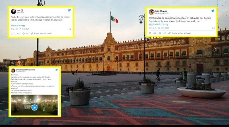 Redes festejan el desalojo DEFINITIVO del campamento de FRENAAA del Zócalo capitalino