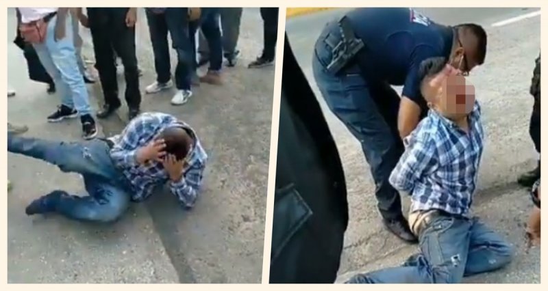 Taxistas capturan a supuesto ladrón y le ponen una tunda; policía lo rescata