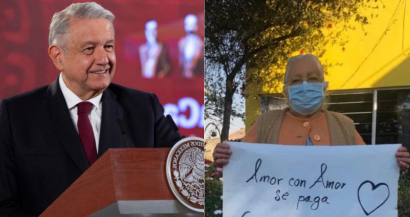 ¡Amor con amor se paga! Abuelita revienta las redes tras agradecer a AMLO por la vacuna