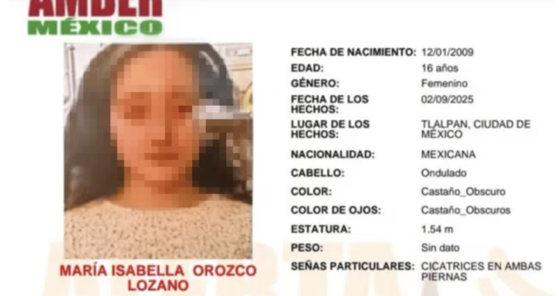 Localizan con vida a María Isabella Orozco Lozano tras más de un mes desaparecida