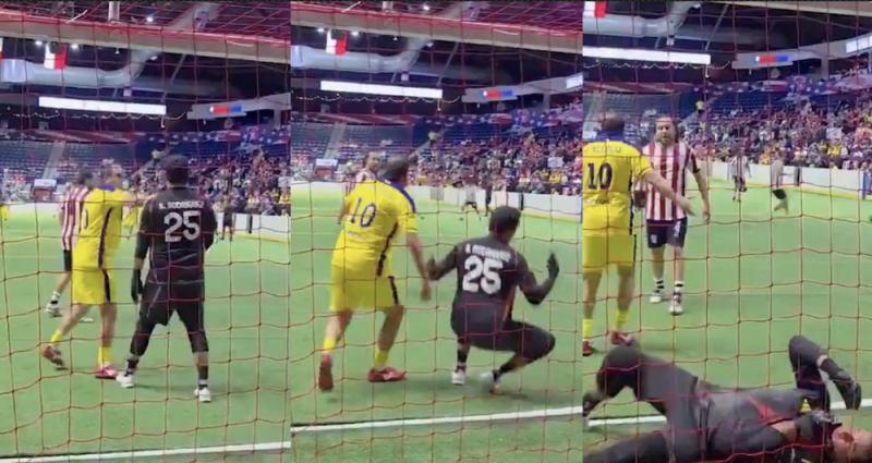 Redes le tunden a Cuauhtémoc Blanco tras agredir a portero de Chivas en Juego de Leyendas 