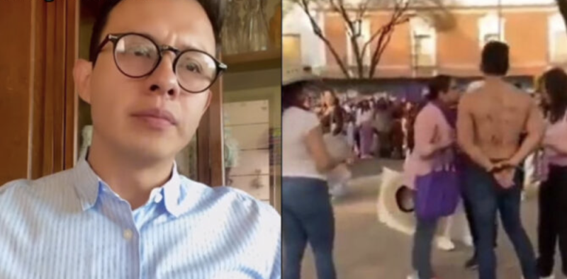 Entre lágrimas, joven acusado de deudor alimentario rompe el silencio tras confrontación en marcha 