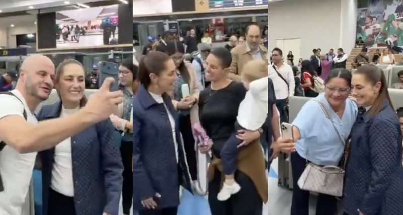 Con SELFIES y ABRAZOS reciben a Claudia Sheinbaum en Madrid 