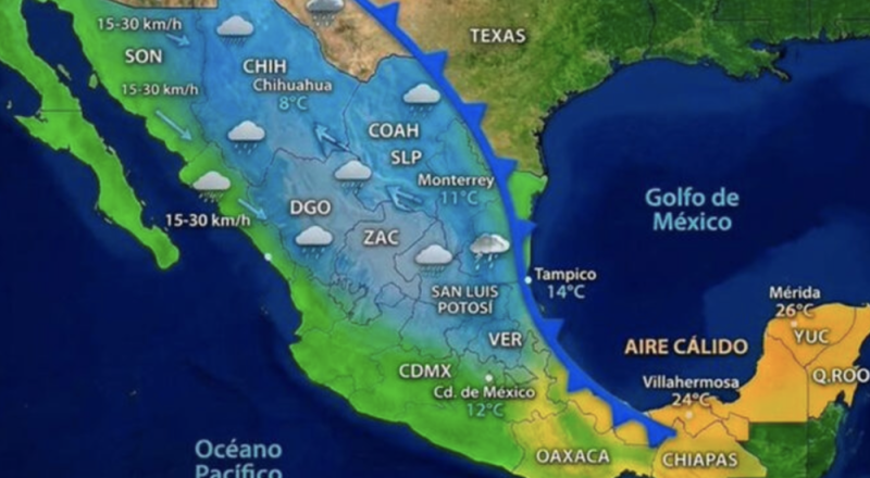 Frente frío fuera de temporada entrará a México; estos serán los estados más afectados 