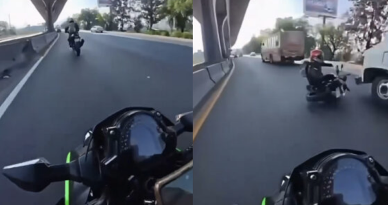 Su propio novio la embistió en Perinorte: joven biker sufre fuerte accidente