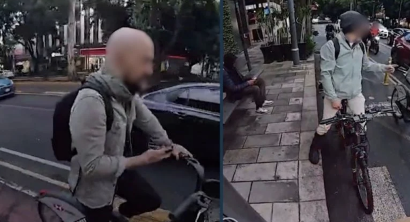 Ciclistas confrontan a usuario de Ecobici por usar el celular mientras transitaba por Insurgentes 
