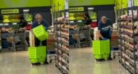 VIDEO: Empleado de supermercado “limpia” las cestas a ESCUPITAJOS en pandemia
