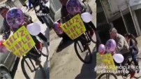 Este abuelito decoró su bicicleta para festejar el cumpleaños de su nieta (VIDEO)