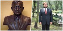 Escultor paga sus impuestos al SAT con busto de bronce de AMLO