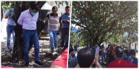 Entrega alcalde obra mal hecha y pobladores lo amarran en un árbol